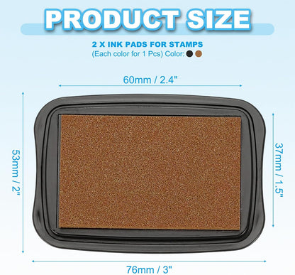 PATIKIL 3"x2" Large Stamp Pad, 2Pcs Washable Craft Ink Pad for Rubber Stamp Card Making Stamping Scrapbook Fingerprint Handprint, Copper/Black
