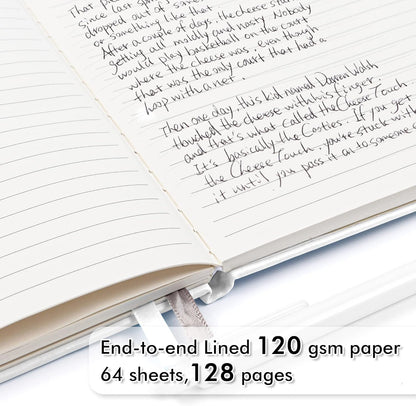 feela 12 Pack Notebooks Journals Bulk, Hardcover Notebook Classic Ruled Lined Journals with Pen Holder for Women Girls School Business Supplies, with 12 Black Pens, 120 GSM, 5.1”x8.3”, A5, White