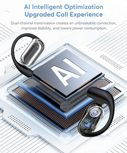 AI Translation Earbuds Real-Time, 144 Languages & Accents,4-in-1 Open Ear Wireless Earbuds with Charging Case, Compatible with iOS & Android, Ideal for Travel, Business, Learning,Black
