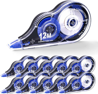 Correction Tape, 10 Pack Correction Tape Easy To Use Applicator for Instant Corrections, 39 ft Each for Study Supplies and Office Products (Blue)