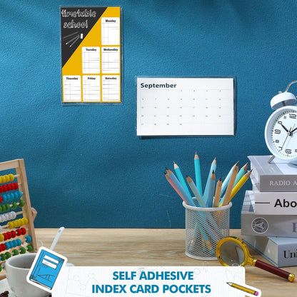 Outus Self Adhesive Shop Ticket Holders Clear Plastic Sleeves Adhesive Pockets Work Order Job Ticket Holders for Home Office Posting Signs(5 x 8 Inch,400 Pcs)