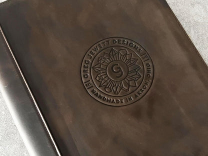 Personalized Leather Portfolio Organizer for IPad/Document, Business Padfolio with A4 Leather Notepad Holder, Custom Leather Compact Folder Conference Portfolio for Men and Women, Dark Khaki