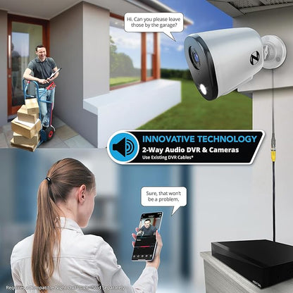 Night Owl Add On Wired 4K HD Indoor/Outdoor Deterrence Cameras with 2-Way Audio (4-Pack) (Requires Compatible DVR - Sold Separately) (4 Camera)