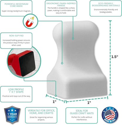 Glassboard Studio MiniPawn Magnet - Strong Neodymium Rare Earth Magnets for Fridge, Whiteboard, Locker & Magnetic Glassboards - Ideal for Crafting & Office Use - Strong Fridge Magnets (Snow White, 2)