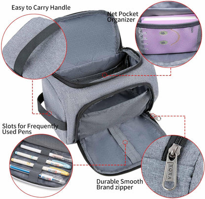 XQXA Large Capacity Pencil Case Organizer, Multifunctional Extra Big Pencil Pouch with Compartmens, Travel Simple Stationery Pen Bag, Fabric Pencil Bag for Men Women Girl Boy (Grey)