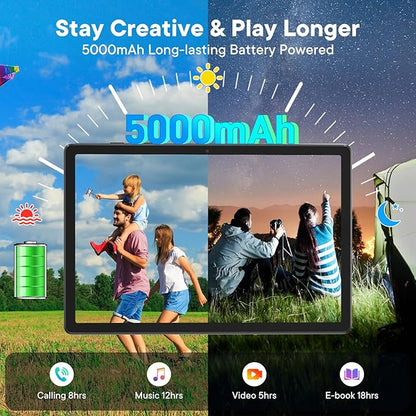 HAOVM Android 15 Tablet 10 Inch 4G LTE Cellular Tablet Unlocked with SIM Card Slot,Octa-Core Helio G80 CPU for Fast Gaming & Streaming,8MP Camera,GPS,Parental Control,Includes Protective Case,Black