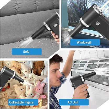 Cordless Electric Air Duster - 180K RPM Brushless Motor, 45W SuperFast Charge, 29.6Wh Rechargeable Battery, 4-Speed Adjustable Dust Blower for PC Cleaning, Electronics, Car & Woodworking, Black