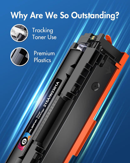 215A Toner Cartridges 4 Pack (with Chip) - Replacement for HP 215A Toner Cartridges, Works with HP Color Laser Jet Pro MFP M183fw M182nw M182n M182nw M155a M155dw Printer | W2310A W2311A W2312A W2313A