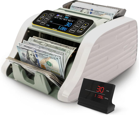 KOLIBRI KBR-500 Money Counter Machine Mixed Denomination | Business Grade Cash Counter Machine w/Advanced IR/UV/MG/MT/Counterfeit Detection, Multi-Currency (USD CAD MXN GBP EUR)