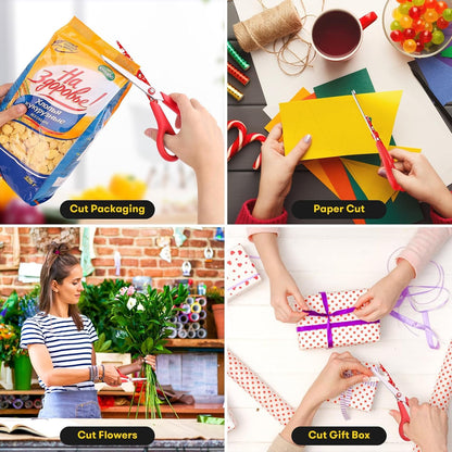 iBayam All Purpose Scissors for Construction Scrapbook Kraft Craft Paper, Gifts Wrapping Packing Paper Cutter Tool, 3 Pack Ultra Sharp 8" Thick Blade Comfort-Grip Scissors for Moving Package Supplies