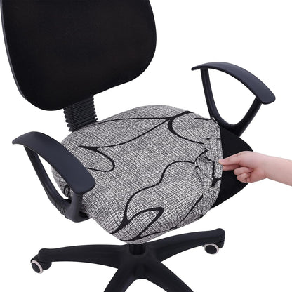 Smiry Printed Office Computer Chair Seat Covers, Stretch Fit Universal Desk Rotating Chair Cover Washable Removable Seat Cushion Protectors - Grey and Black