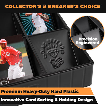 2 Pack Card Sorting Tray - Stackable Trading Cards Organizer, 15-Compartment Playing Organizing Tool - Sorter for Raw, Sleeved and Toploaders, Includes Label Dividers