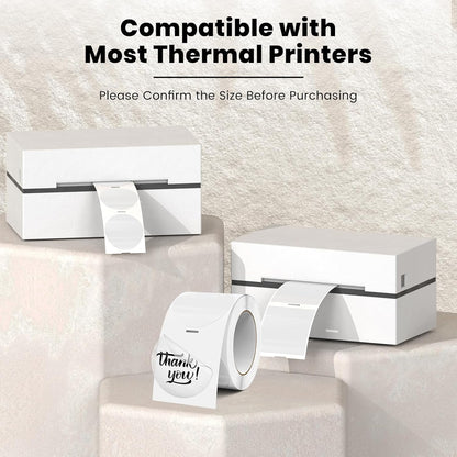 Transparent Thermal Labels Round 1.5 Inch Self Adhesive Circle Clear Printer Stickers Vinyl Waterproof Roll Decals Name Tag for Address Design DIY Logo Business 300 PCS