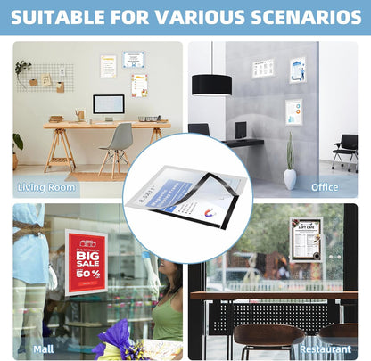 Magnetic Sign Holder 8.5 x 11-5Pcs Durable PVC Magnetic Frames for Refrigerator Reusable Adhesive Frames for Walls Door Window Double Sided Display Magnetic Picture Frame Document Holder
