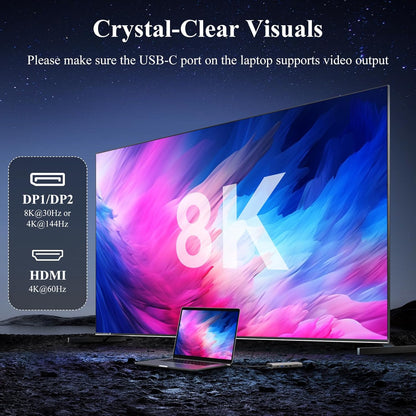 Minthouz USB C Docking Station,12-in-1 Laptop Docking Station Dual Monitor with Dual 8k DisplayPort+4k HDMI+10Gbps, 3 USB A/C, 100W PD, Ethernet, SD/TF, Audio, USB C Hub for MacBook/Dell/HP/Surface