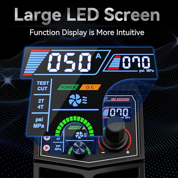 GZ GUOZHI Plasma Cutter, 50Amp 110/220V Dual Voltage IGBT Inverter Plasma Cutting Machine, [Pilot Arc][Large LED Display][Air Sensor] 1/4" Clean Cut 3/4" Max Cut, 2T/4T for Beginners DIY