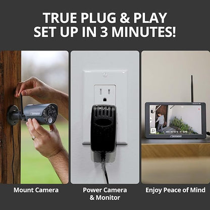 Defender PhoenixHD Wireless Security Camera System with 10.1” Touchscreen Monitor, 2 Outdoor 1080P HD Night Vision Cameras, Plug & Play Home Security System, Two Way Talk, No WiFi Required