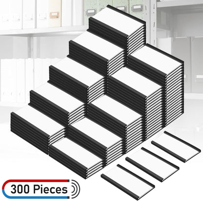 300 Pieces Magnetic Label Holders Channel Labels Racks Magnetic Card Holders with Protective Films and Replacement Strips for Metal Shelf, Filing Cabinet, Mailbox, Whiteboard (1 x 2 Inch)