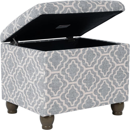 Home Decor | Upholstered MediumRectangular Storage Ottoman | Hinged Lid Ottoman with Storage for Living Room & Bedroom,Gray Geometric