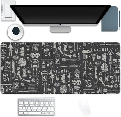 Human Skeleton Medical Mouse Pad,Large X Ray Mousepad Desk Pad with Stitched Edges,Non-Slip Waterproof Rubber Base Mouse Mat for Office Computer Keyboard Laptop Home(27.5x11.8 in)