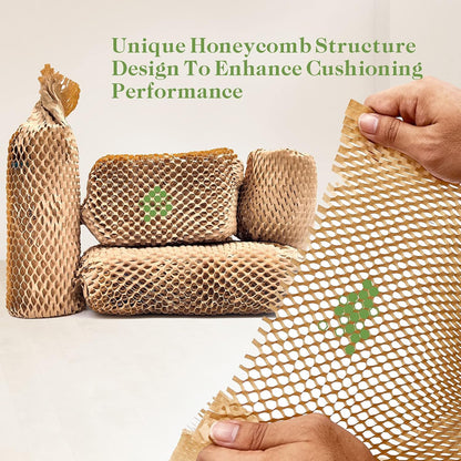 Honeycomb Packing Paper, 15" x 168' Honeycomb Cushioning Wrap Roll for Moving Shipping Packaging Gifts, Recyclable Honeycomb Paper Moving Supplies Bubble Paper Wrapping Protective Roll