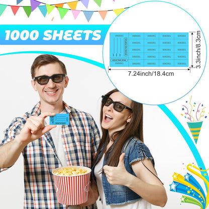 Kosiz 1000 Sheet 20 Bid Raffle Tickets Chinese Auction Tickets Sheets Auction Fundraiser Ticket Numbered with Name and Phone Number Per Sheet Raffle Tags for Silent Bidding (Lake Blue)