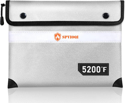 Upgraded 5200°F Fireproof Document Bag with Heat Insulated, Water Fire Proof Bag with Zipper,8 Layers of Functional Materials and Reflective Strip, Fireproof Money Bag for Cash/Documents/Valuables