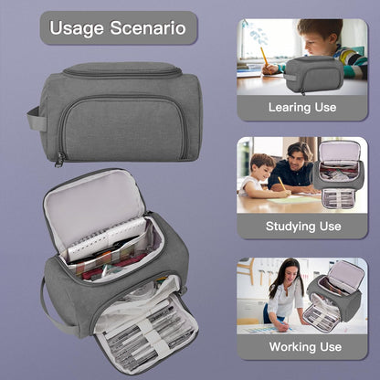 Large Pencil Pouch,Pencil Case Aesthetic,Zipper Pencil Box For Girls Back To School Supplies Emergency Bag Makeup Bag (Grey)