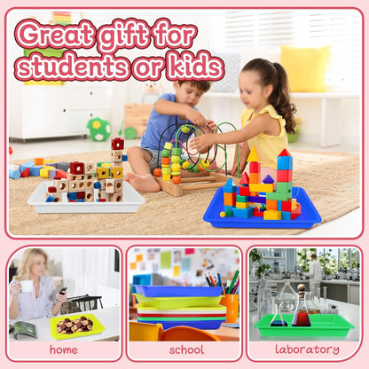 15 Pcs Multicolor Plastic Art Trays, Sensory Bin Tools for Kids, Paint Serving Tray Play,Tuff Tray Set for Classroom and Home Crafts, DIY Projects, Painting, Beads, Organizing Supply