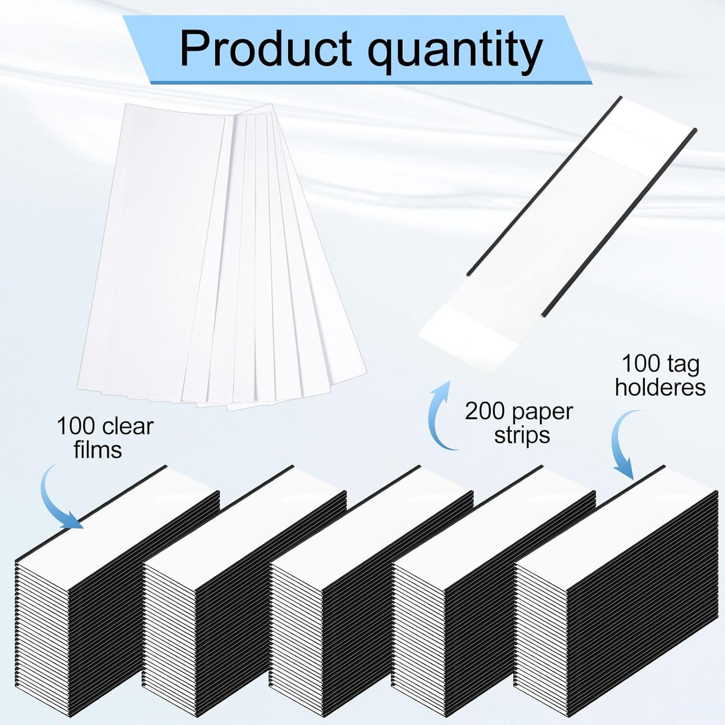 Gueevin 100 Pcs Magnetic C Channel Label Holders 3 x 8 Inch Label Holders Magnet Name Plate with Paper Inserts and Clear Plastic Protectors for File Cabinet Shelf Toolbox Drawer