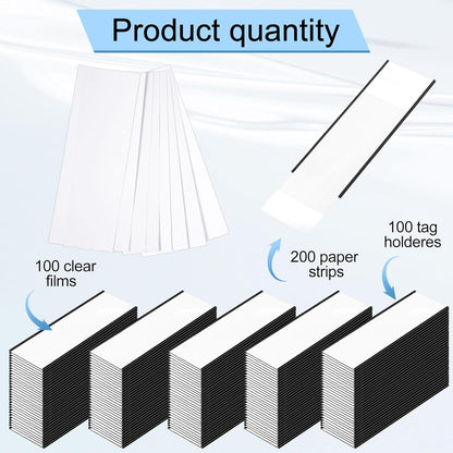 Gueevin 100 Pcs Magnetic C Channel Label Holders 3 x 8 Inch Label Holders Magnet Name Plate with Paper Inserts and Clear Plastic Protectors for File Cabinet Shelf Toolbox Drawer