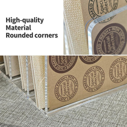 Acrylic Desk File Organizer Holder, Clear Acrylic Upright File Sorter Document Magazine Storage Organization Letter Folder Racks for Notebook,Home, Office & Classroom,5 Compartments