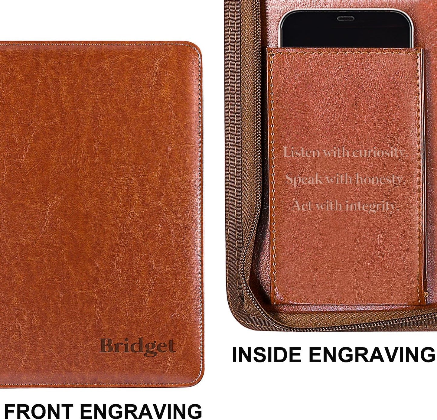 Personalized Portfolio Organizer for Coworkers, Customized Portfolio Planner, Men Leather Padfolio, Padfolio with Zip Closure, Gift for Employees, Gift for Men Husband Father Son Him, Father's Day Dad