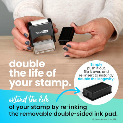 ExcelMark Custom Stamp – Clear & Crisp Impressions – Personalized Self-Inking Rubber Stamp – Use for Address Stamp and More (Small)