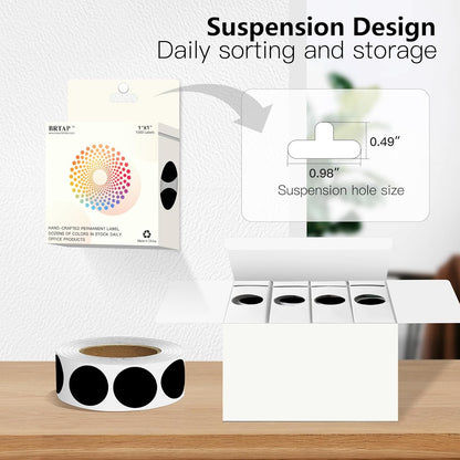 Black 1 Inch Round Color Coding Labels with 4000 Dots, 4 Rolls - Bright Color Dot Stickers for File Folders, Inventory System - Highly Visible