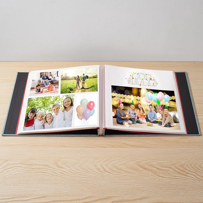 Green Photo Album Self Adhesive Scrapbook Album for 4×6 Photos/Pictures DIY Linen Cover Album 15 Sheets/30 Blank Pages for Family Wedding, Birthday, Christmas, Anniversary