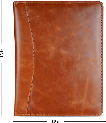 Heavy Duty Buffalo Leather Legal Pad Portfolio | Handmade Executive Notebook Binder Portfolio | Professional Padfolio Organizer | Business Gift for Men and Women : Brown