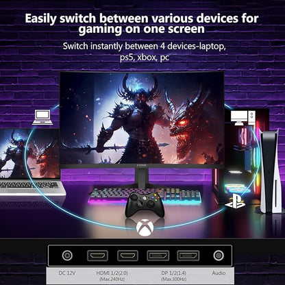 Z-Edge 27 inch Curved Gaming Monitor, FHD 1080P 300Hz 280Hz 240Hz Curved Monitor 1500R Computer Monitor, MPRT 1ms Monitor, 16.7M Colors, UG27S 2X DP 1.4 Ports and 2X HDMI 2.0 Ports