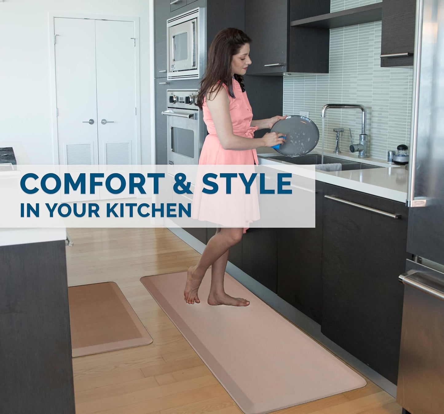 ComfiLife Anti Fatigue Floor Mat – 3/4 Inch Thick Kitchen Mats for Floor, Standing Desk Mat, Kitchen Rug – Comfort at Home, Office – Durable – Stain Resistant – Non-Slip Bottom (20" x 39", Beige)