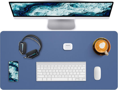 Desk Pad Mat - Leather Desk Pad Protector for Office and Home - Desk Organization and Accessories - Ideal for Large Mouse Pad and Desk Mats on Top of Desks(Grey Blue,31.5" x 15.7")
