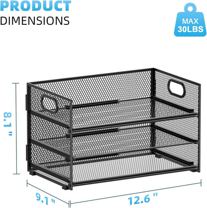 Marbrasse 3 Tier Paper Organizer Letter Tray, Mesh File Organizer with Handle, Paper Sorter Desk Organizer for Home Office Supplies - 2p