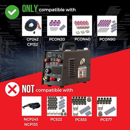 LOTOS LOP55D 55A Plasma Cutter, 1/2" Clean Cut (3/4" Sever), Non-Touch Pilot Arc, Dual-Voltage 110/220V, LED Panel, Portable Air Plasma Cutting Machine for DIY, Auto, Farm, HVAC