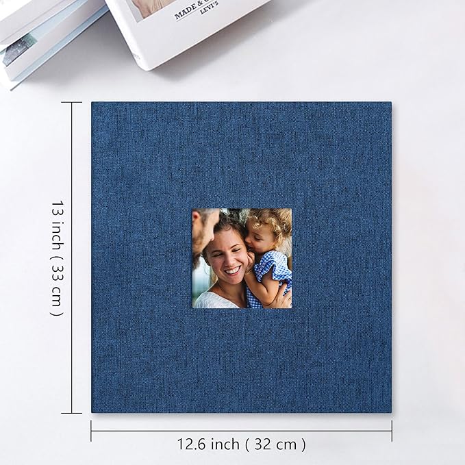 Vienrose Photo Album Self Adhesive 13x12.6 for 600 Photos Linen Scrapbook 120 Pages Navy