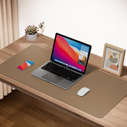 Boutilon Leather Desk Pad Protector,Non-Slip Mouse Pad,Laptop Desk Pad,Office Mouse Mat,Waterproof Leather Desk Blotter,Desk Writing Pad for Office and Home (L-Dark Apricot,35"x 17")