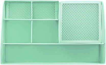 Annova Mesh Desk Organizer Office with 7 Compartments + Drawer/Desk Tidy Candy/Pen Holder/Multifunctional Organizer (Green23)