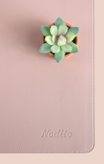 DeskPaw Dual-Sided Leather Desk Pad,Blotter for Laptop Computer,Mouse Pad,Writing,Drawing,Arts and Craft Mat (Pink/Silver, 17x35”)