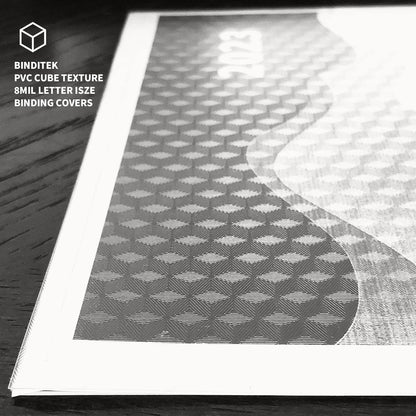 Binditek 15 Pack 8 Mil PVC Binding Presentation Covers, Semi-Transparent with Cube Pattern, 8-1/2 x 11" Letter Size, Square Corners, Un-Punched