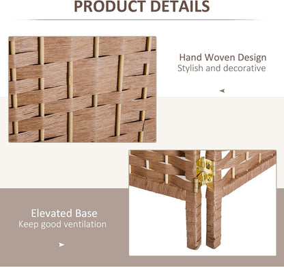 NicBex Room Divider 6 Panel Room Dividers with Woven Rattan Design Partition Room Dividers and Folding Privacy Screens 6 FT Wall Divider for Office,Room Separation,106.25"W x 0.75"D x 70.75"H, Natural