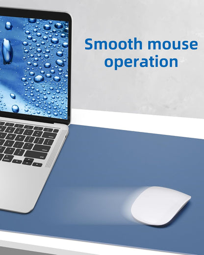 Leather Desk Pad Blotter,Mouse Pad,Office Desk Mat, Non-Slip PU Leather Desk mat,Large Desk mat,Waterproof Keyboard mat for Office/Home/Decor (Grey Blue,35" x 17")