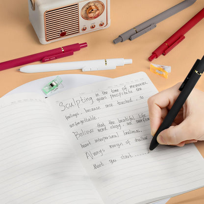 8Pcs Gel Pens with Black Ink, Fine Point Smooth Writing Pens, Quick-dry Gel Retractable Pens for Journaling Note Taking, Cute Office School Supplies for Adults Kids (0.7mm, Bright)